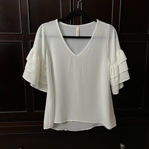 Tyche Ruffled Sleeve Blouse - Color White Size Small